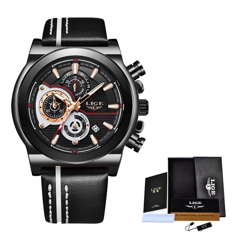 थंबनेल: LIGE Mens Watches Top Luxury Brand Waterproof Sport Wristwatch Chronograph