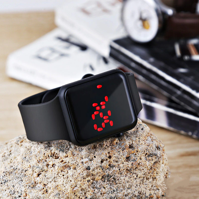 Thumbnail: 2PCS LED Digital Watch Men Mesh Ultra-Thin Stainless Steel Bracelet Wristwatches