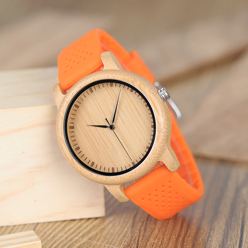 Miniatura: BOBO BIRD Causal Bamboo Watches for Men and Women Bright Silicon Band montre