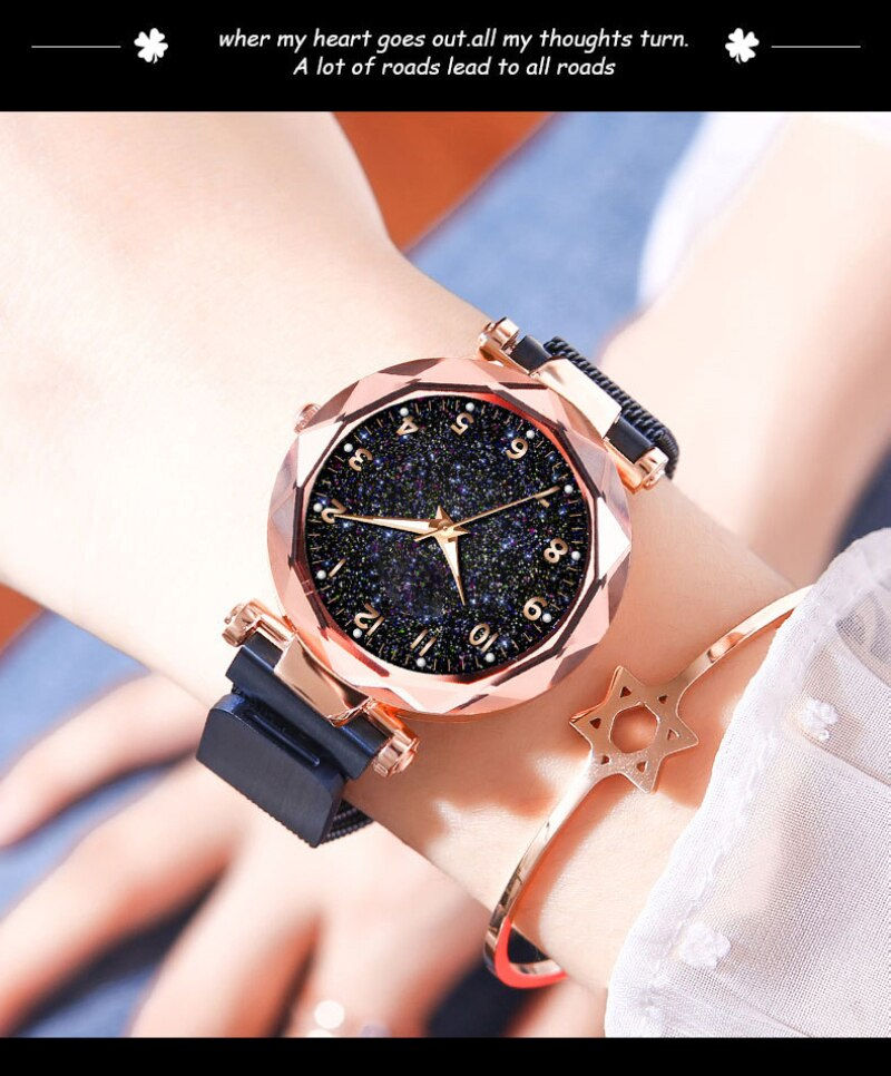 थंबनेल: Luminous Watches Starry Sky Watch Women's Luxury Magnetic Magnet Buckle Quartz
