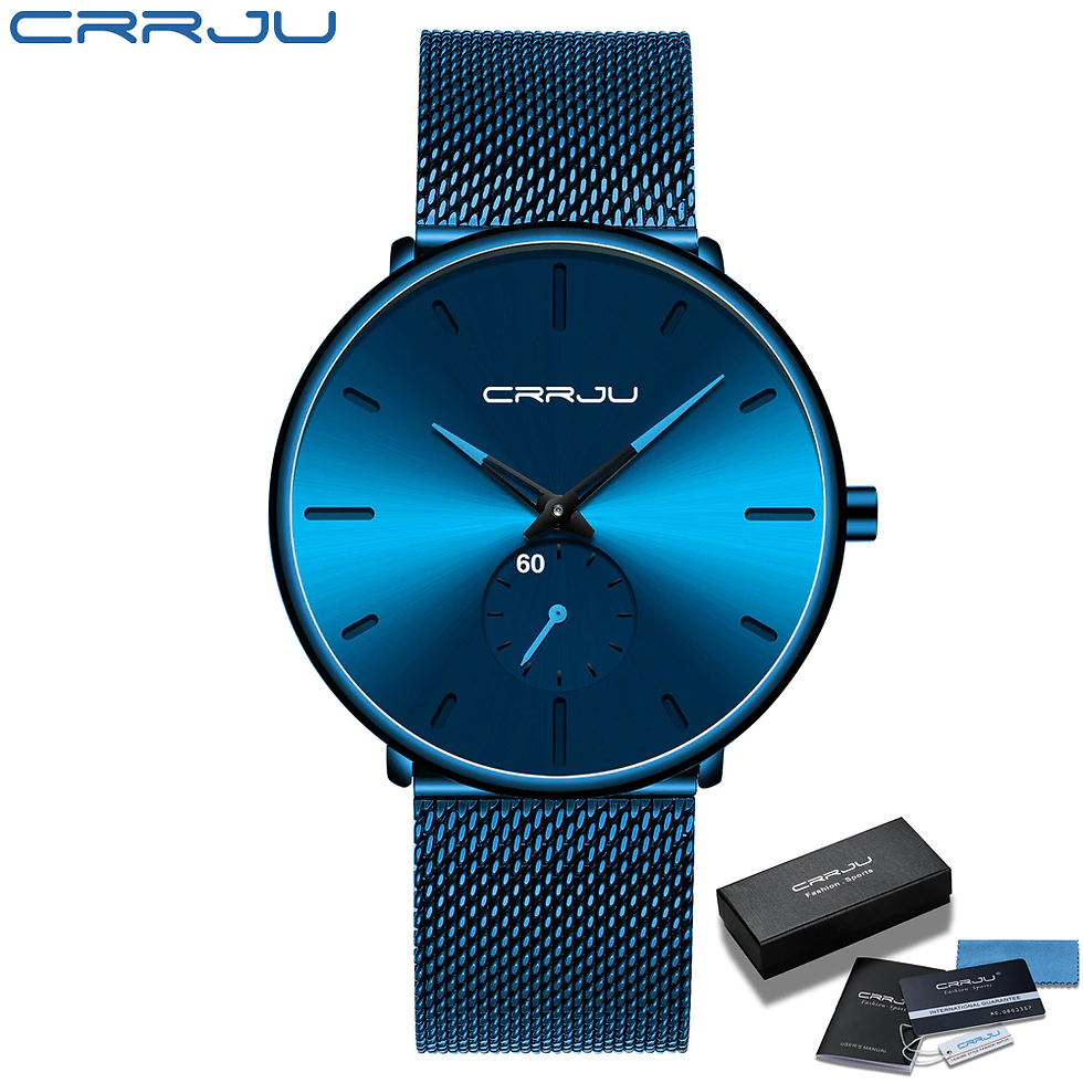 Thumbnail: CRRJU Fashion Mens Watches Top Brand Luxury Quartz Watch Men Casual Slim Mesh