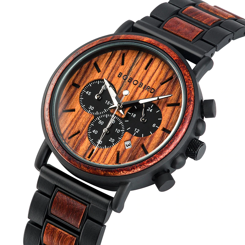थंबनेल: BOBO BIRD Wooden Watch Men erkek kol saati Luxury Stylish Wood Timepieces