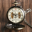 Thumbnail: Vintage Wood Mechanical Pocket Watch Roman Numerals Creative Carving Flower Dial