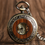 Thumbnail: Vintage Wood Mechanical Pocket Watch Roman Numerals Creative Carving Flower Dial
