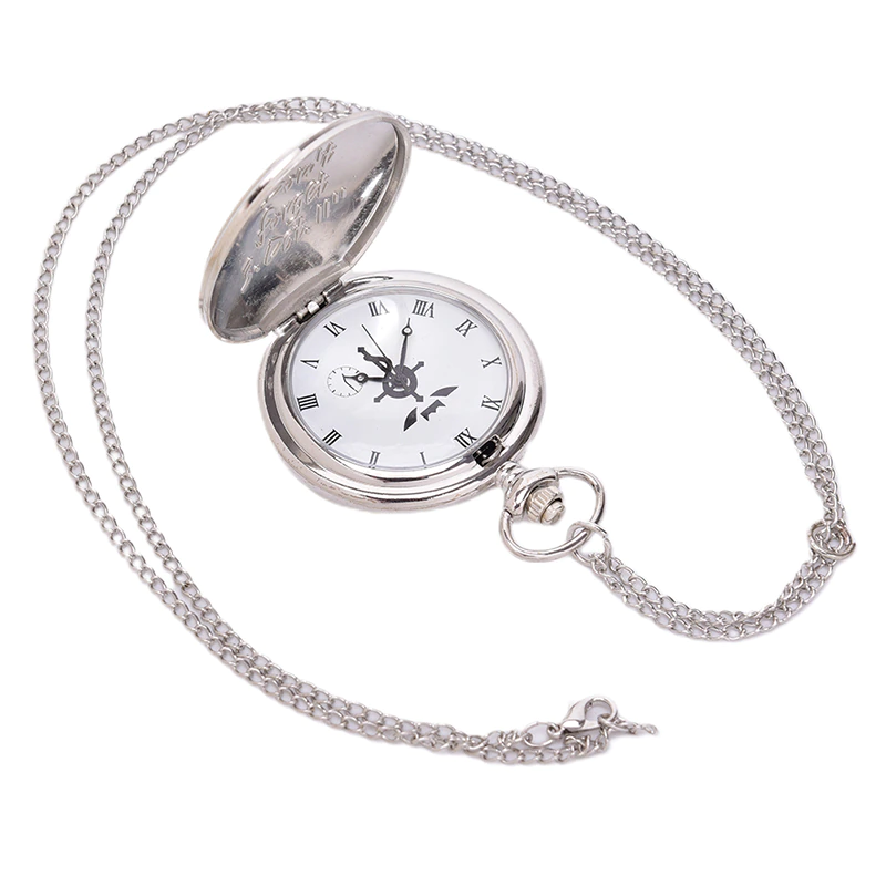 Thumbnail: High Quality Full Metal Alchemist Silver Watch Pendant Men's Quartz Pocket