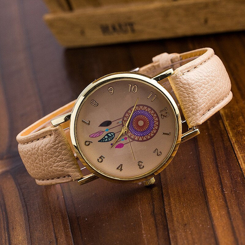 थंबनेल: Dropshipping Women Dreamcatcher Watch Fashion Casual Leather Strap Ladies Quarzt