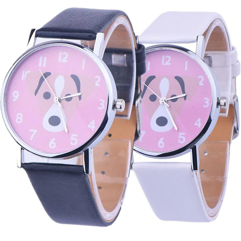 थंबनेल: Superior 2016 Women Dog Pattern Leather Band Analog Quartz Vogue Wrist Watch