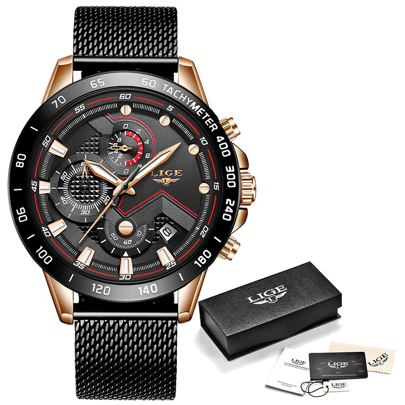 Миниатюра: LIGE Fashion Mens Watches Top Brand Luxury WristWatch Quartz Clock Blue Watch