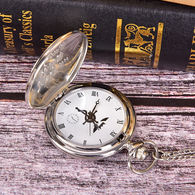 Thumbnail: High Quality Full Metal Alchemist Silver Watch Pendant Men's Quartz Pocket