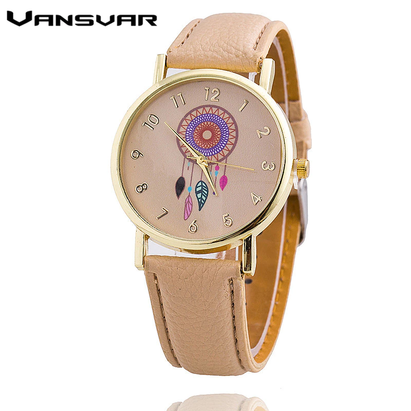 थंबनेल: Dropshipping Women Dreamcatcher Watch Fashion Casual Leather Strap Ladies Quarzt