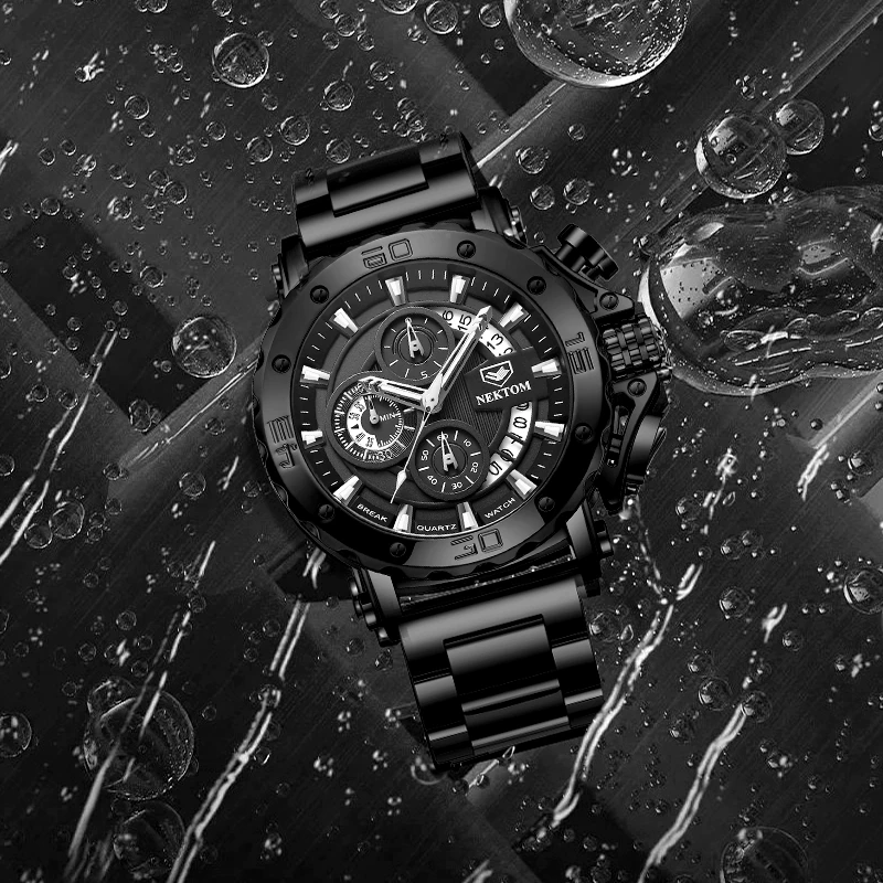 縮圖：NEKTOM Men's Watches Quartz Watch Waterproof Watches Steel Strap Wristwatch