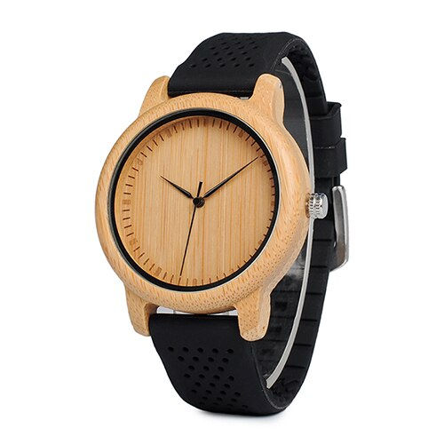 Thumbnail: BOBO BIRD Causal Bamboo Watches for Men and Women Bright Silicon Band montre