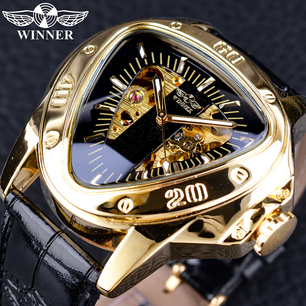 Winner Steampunk Fashion Triangle Golden Skeleton Movement Mysterious Men