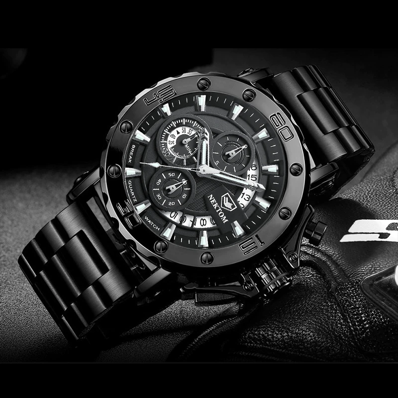 縮圖：NEKTOM Men's Watches Quartz Watch Waterproof Watches Steel Strap Wristwatch