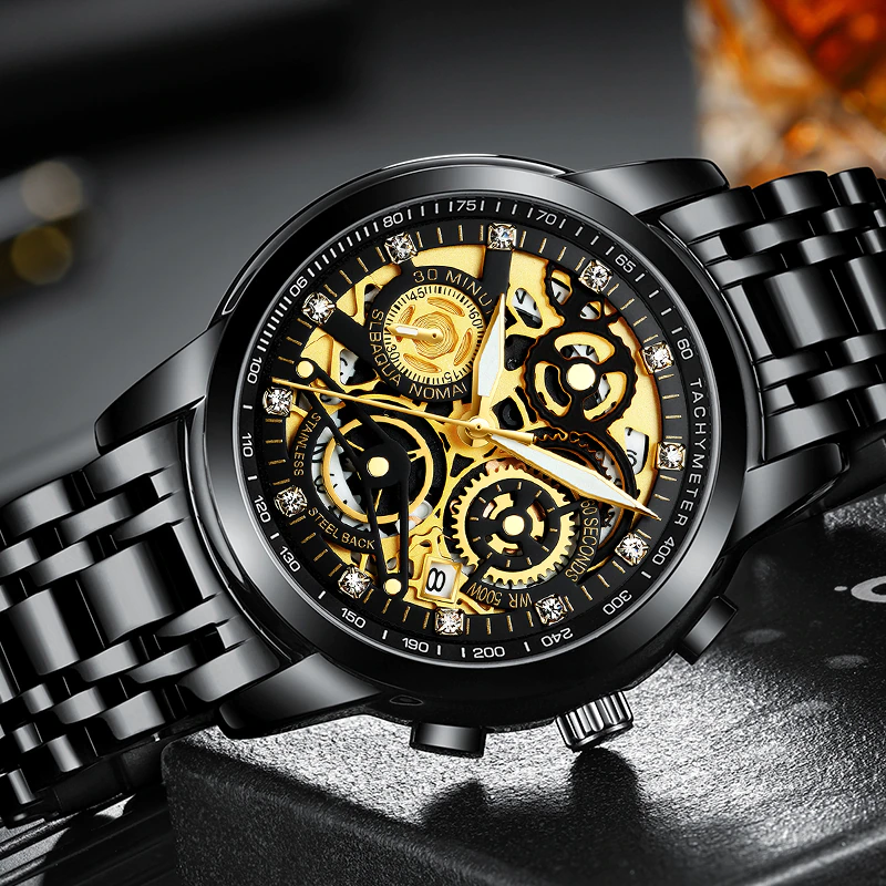 縮圖：NEKTOM 2022 Men Watches Luxury Top Brand Gold Watch Stainless Steel Big Male