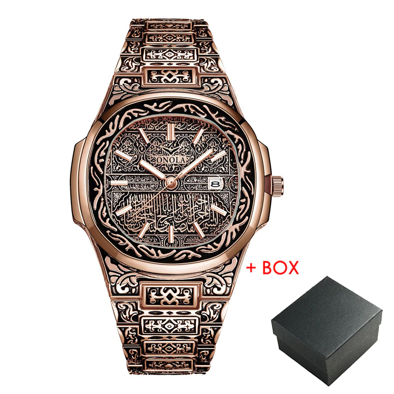 Thumbnail: Fashion quartz Man watch men Brand luxury Retro golden stainless steel watches