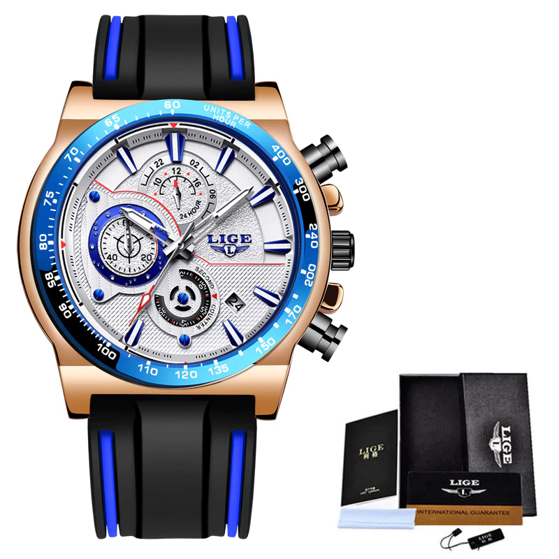 Miniatura: LIGE Mens Watches Top Luxury Brand Waterproof Sport Wristwatch Chronograph