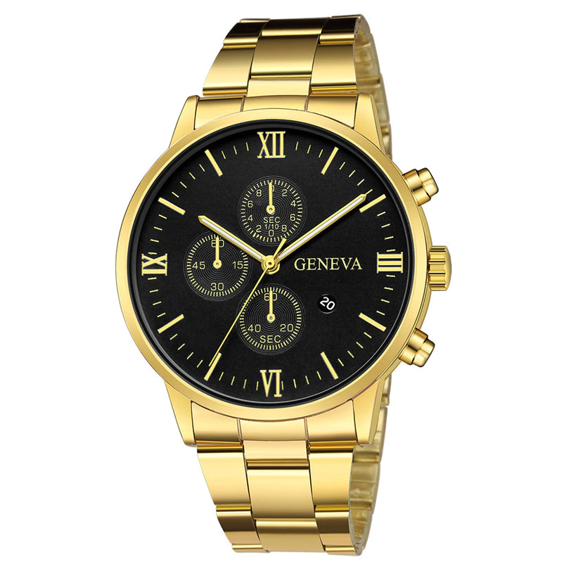 Thumbnail: The Men Watches Luxury Brand Auto Date Gold Male Clock Sport Quartz Wrist Watch 