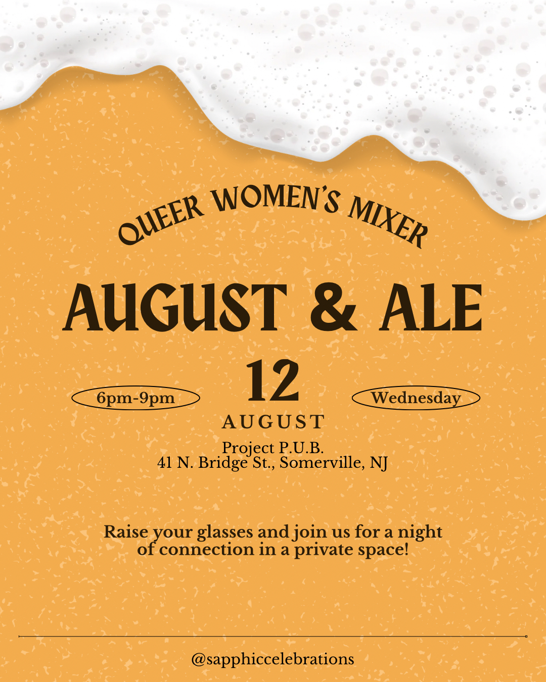 Graphic for August and Ale monthly mixer.