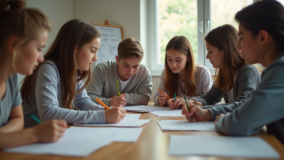 Eye-level view of a group of youth engaged in a workshop activity