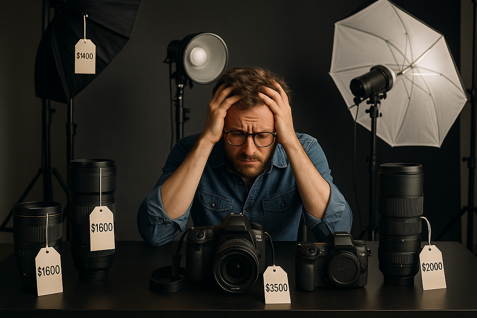 Traditional photographer facing business challenges with expensive equipment and high operational costs