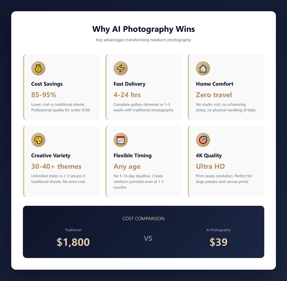 Infographic showing the benefits of an AI photoshoot