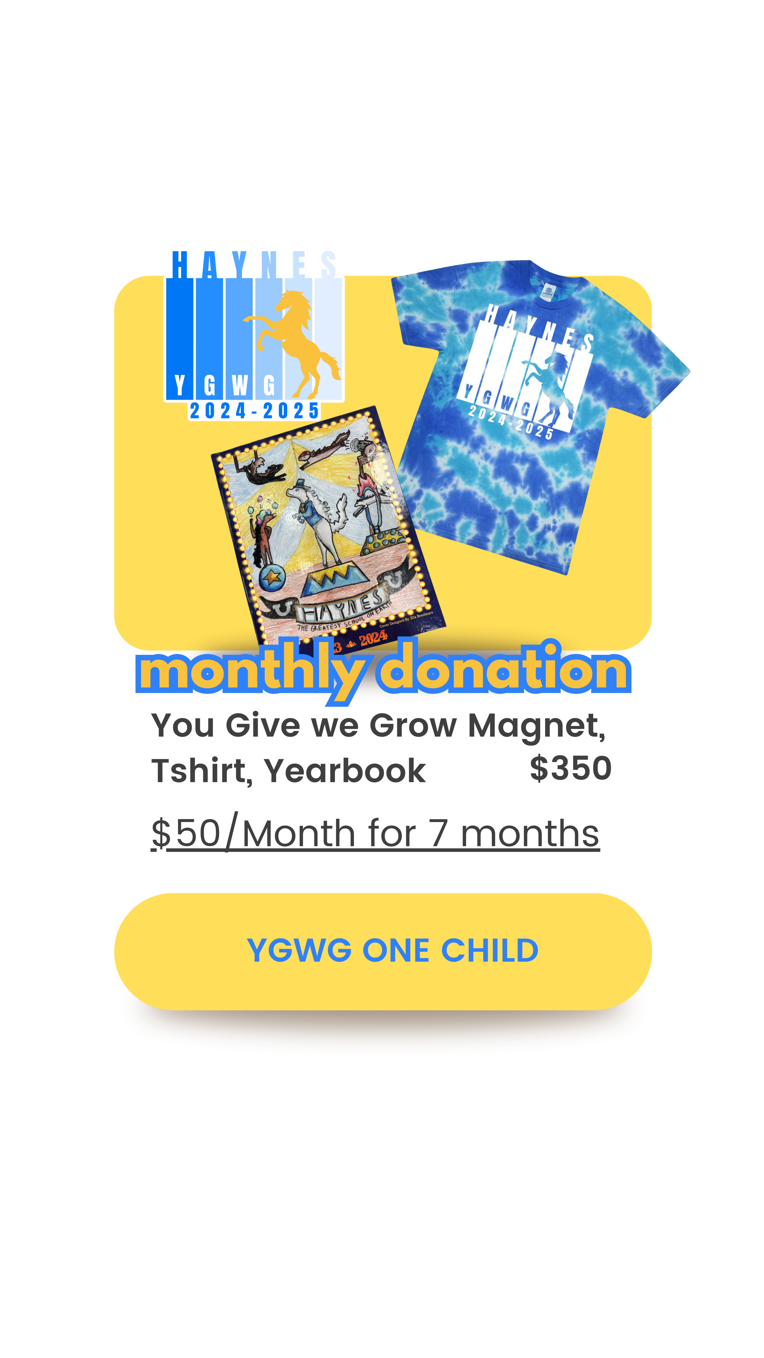 MONTHLY DONATION for ONE CHILD