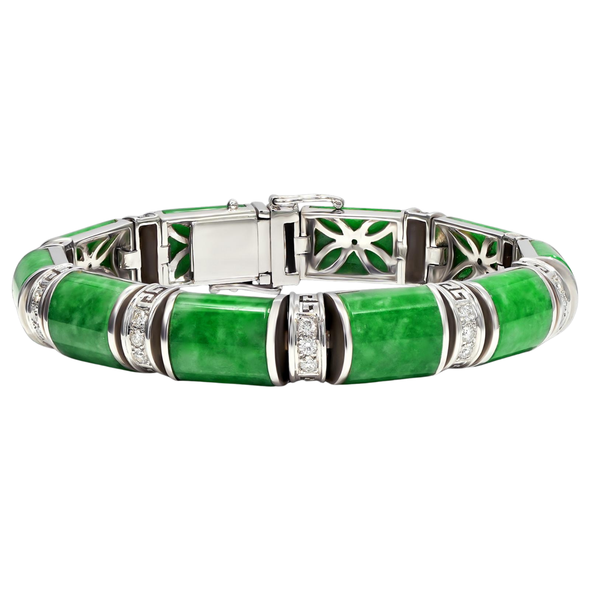 Jade and diamond bracelet in 14K with D30 and 1.41 CTS