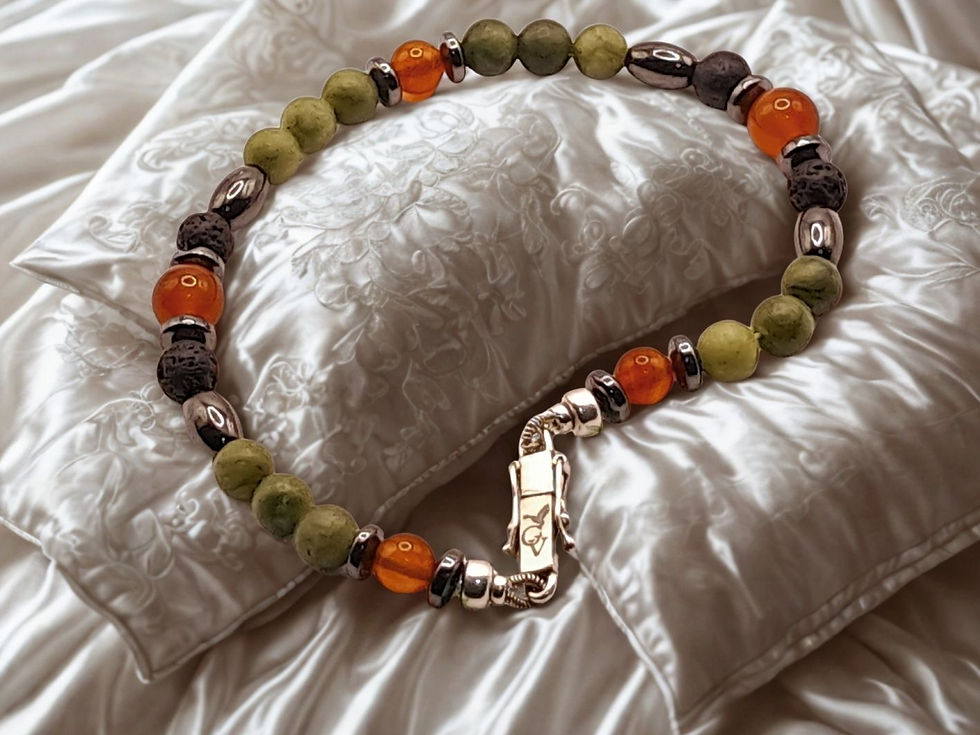 Miniatura: Pulseira de Cornalina, Serpentina e Prata (KUNDALINE)