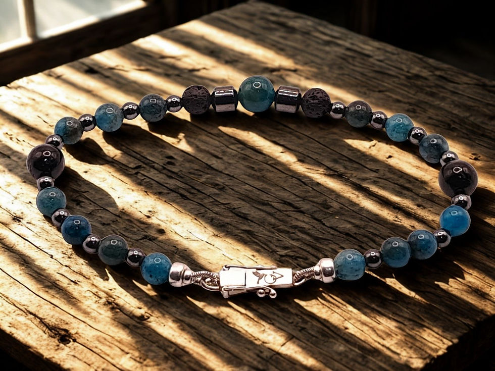 Miniatura: Pulseira de Apatita, Turmalina Negra e Prata (VOX FORTIS)