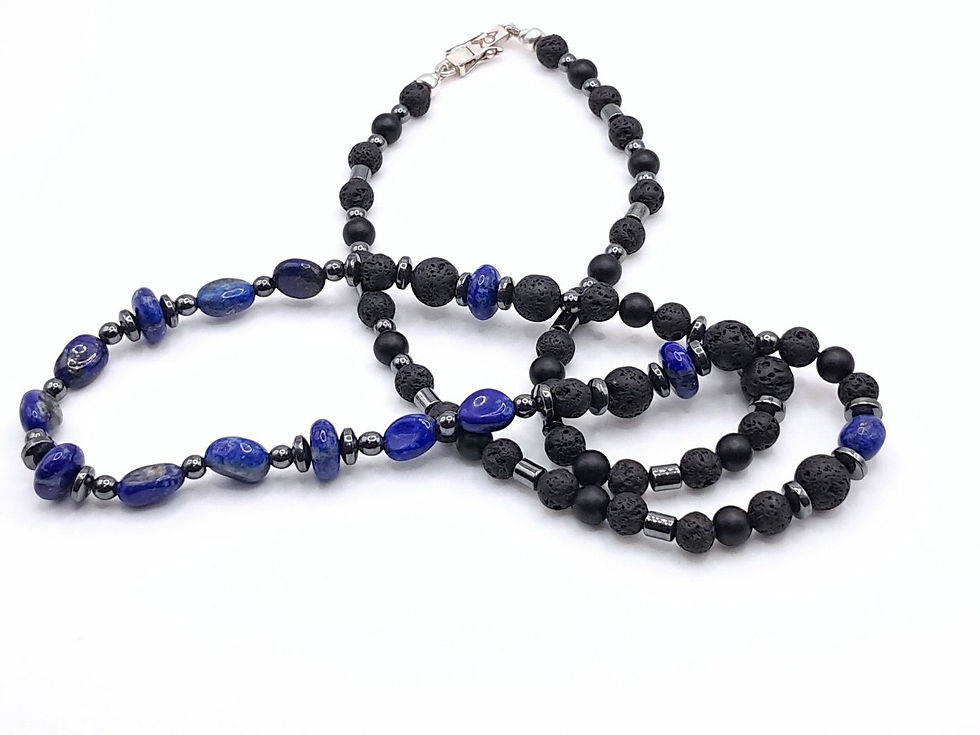 Miniatura: Colar de Lápis-lazúli, Ônix Negro e Prata (SAPIENTIA ATERRATA)