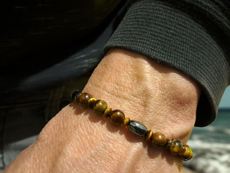 Miniatura: Pulseira de Olho de Tigre, Lava Vulcânica e Prata (IRON WILL)