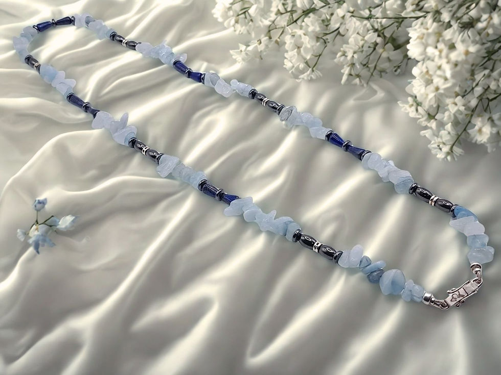 Miniatura: Colar de Água-marinha, Lápis-lazúli e Prata (VOX SERENA)