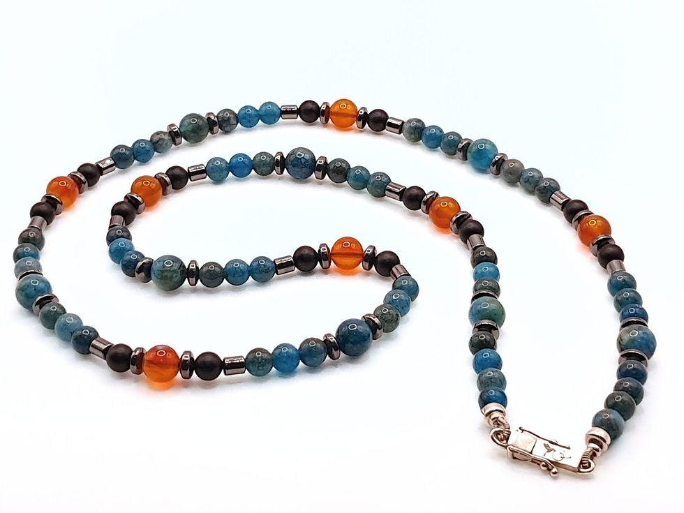 Miniatura: Colar de Apatita, Cornalina, Ônix Negro e Prata (VIBRANT CLARITY)