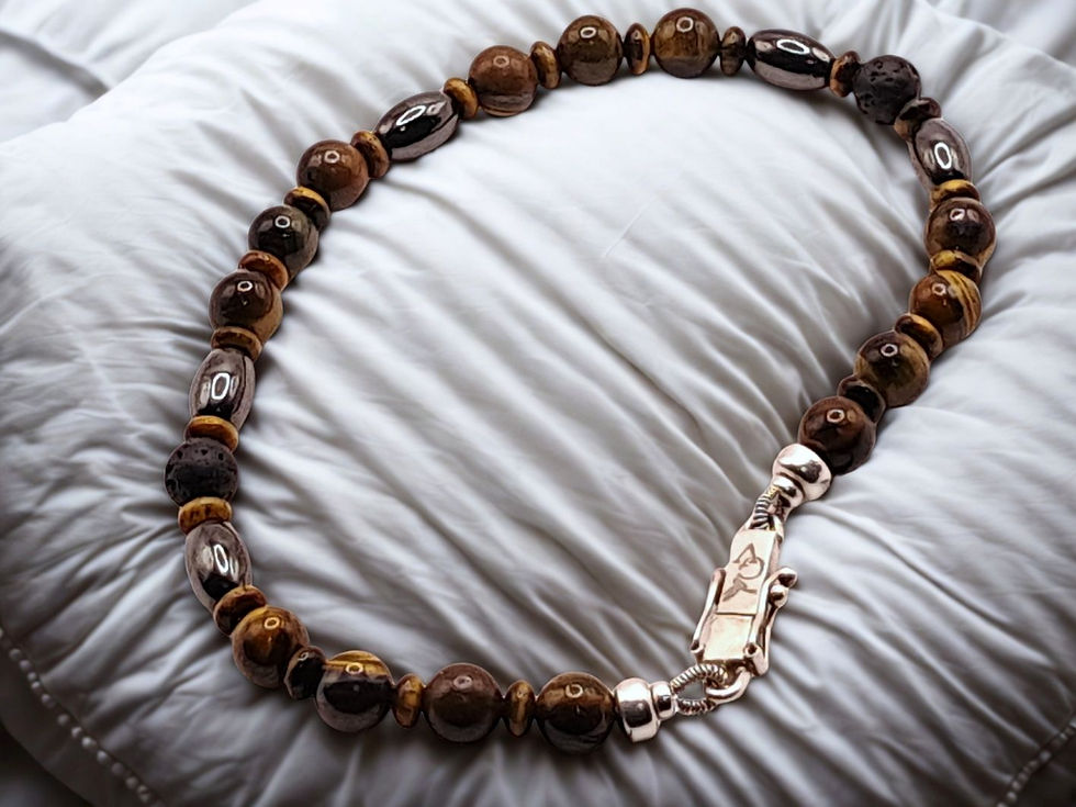 Miniatura: Pulseira de Olho de Tigre, Lava Vulcânica e Prata (IRON WILL)