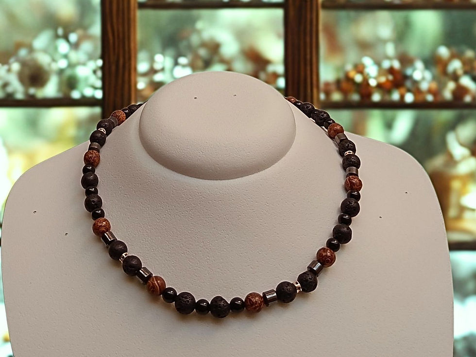 Miniatura: Colar de Jaspe Mariam, Ágata Negra e Prata (GAIA SHIELD)