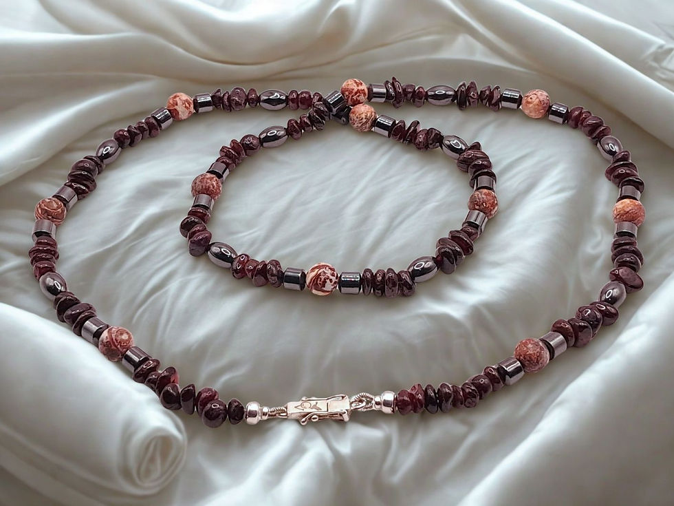 Miniatura: Colar de Granada, Jaspe Leopardo e Prata (PASSION NAVITAS)