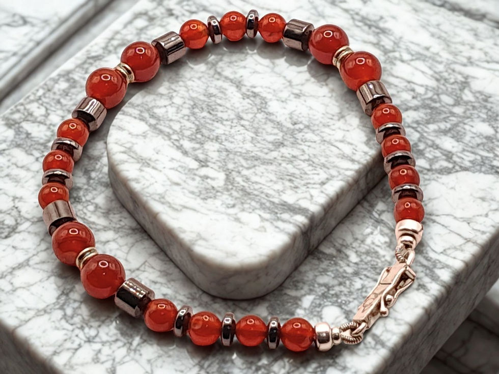 Miniatura: Pulseira de Cornalina, Magnetita e Prata (AURA IGNIS)