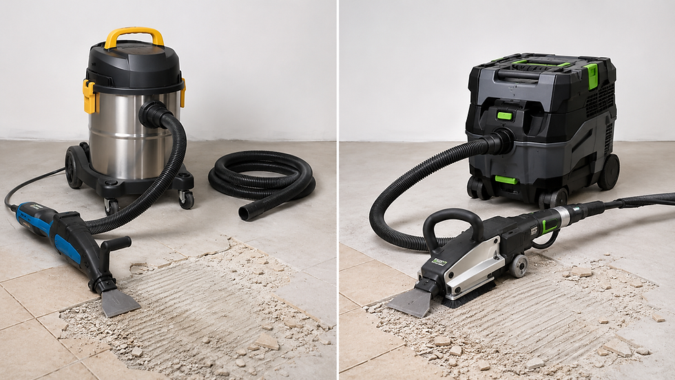 Comparison of shop vac dust capture versus integrated source-capture tile removal equipment