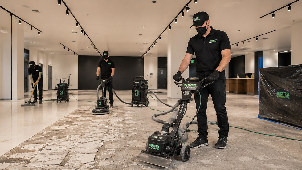 Commercial floor removal in Central Oregon business, DustFree PNW professional dust-free tile demo with minimal downtime