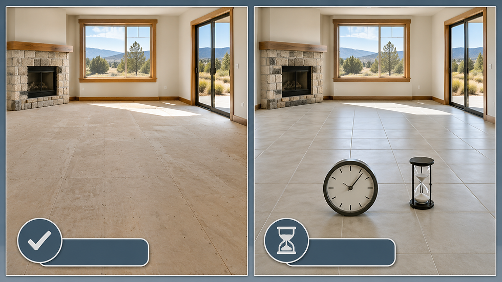 Comparison of room usability immediately after demo versus cure time required after new flooring installation