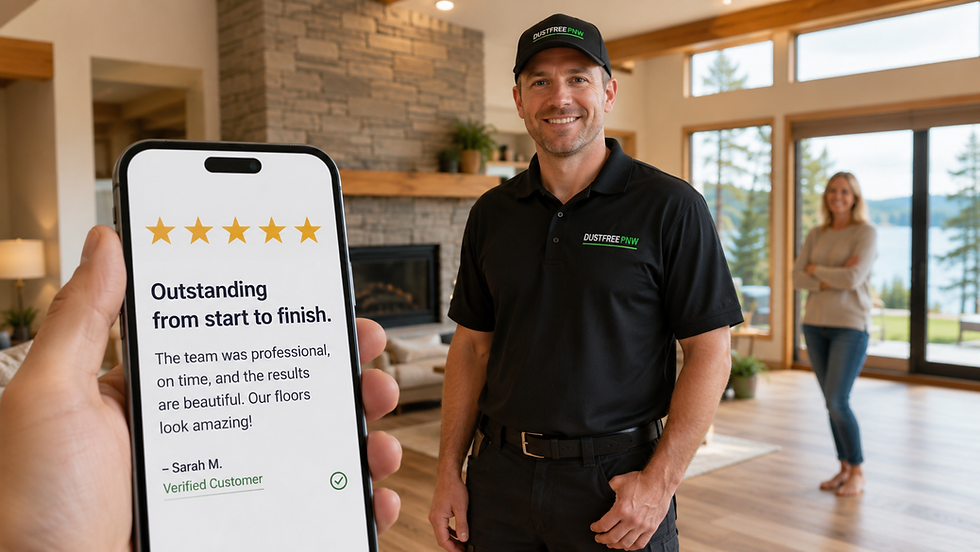 Five-star contractor review for dust-free tile removal in Central Oregon, DustFree PNW protects contractor reputation