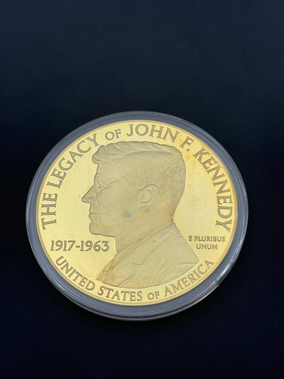 Kennedy and Civil Rights 24k Gold Plated Colorized Huge Medal 70MM American Mint