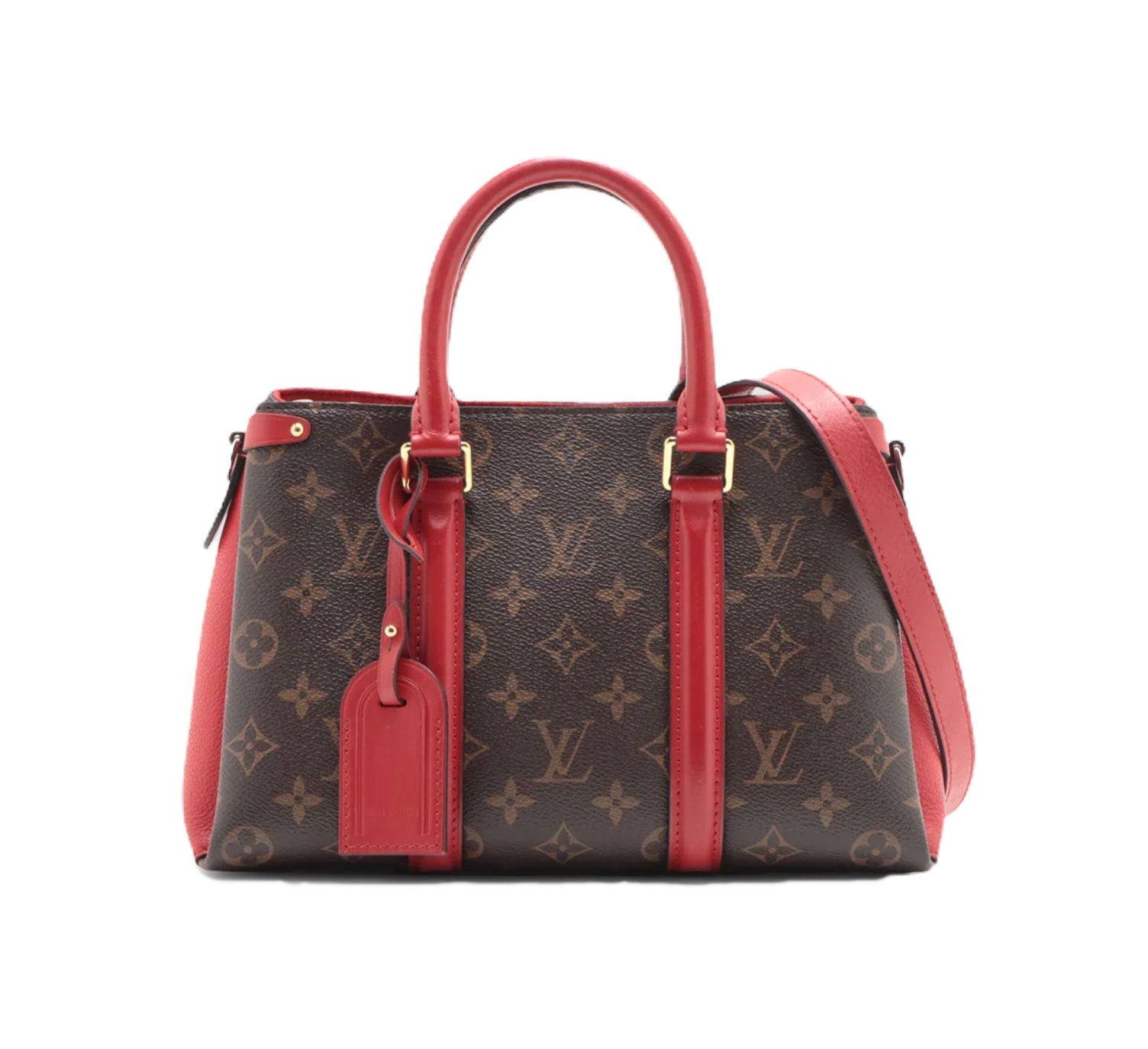 LOUIS VUITTON LV Soufflot BB 2way Shoulder Handbag M44818 Monogram Brown Red