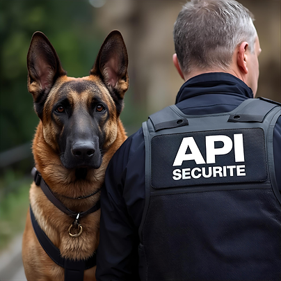 Agent cynophile de la société API Sécurité 34 avec son chien