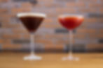 Classic espresso martini besides a caffeine free rooibos martini
