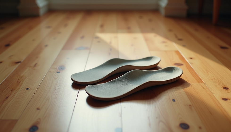 Close-up view of custom orthotic insert showing detailed foot arch support