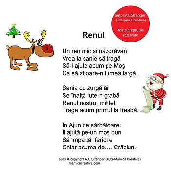 poezia Renul cu un ren mic si Mos Craciun