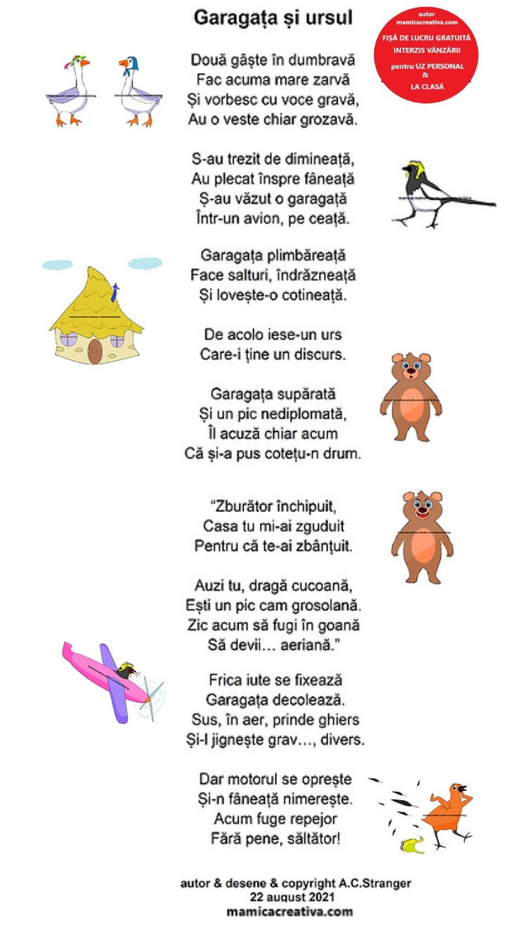 Garagata si ursul poezie copii