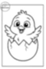 Pui vesel tocmai ieșit din ou crăpat, cu aripi întinse. Fundal simplu alb-negru, atmosferă prietenoasă, text: "Mamica Creativa".